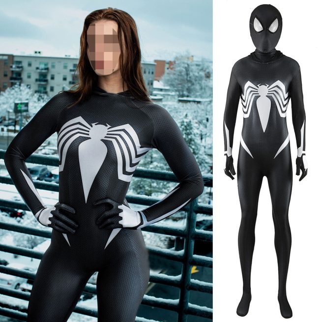 Women Venom Costume Bodysuit Spider-Woman Jumpsuit Cosplay Costume